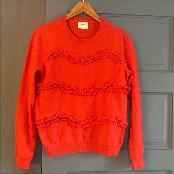 Sezane Red Ruffled Sweater M - Picture 2 of 6